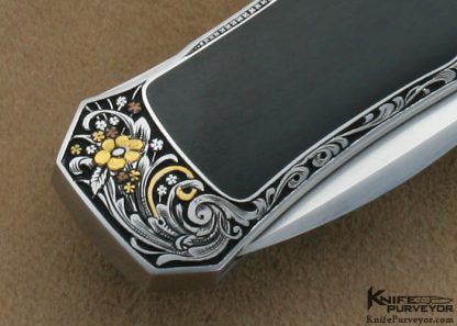 Steve Hoel Custom Knife C.J. Cai Engraved Black Edwards Jade Coke Bottle Lockback - Image 4