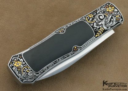 Steve Hoel Custom Knife C.J. Cai Engraved Black Edwards Jade Coke Bottle Lockback - Image 3