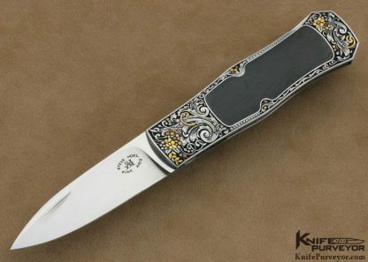 Steve Hoel Custom Knife C.J. Cai Engraved Black Edwards Jade Coke Bottle Lockback