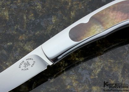 Steve Hoel Custom Knife Black Lip Tahitian Pearl Shell Interframe Crooked Skinner Lockback - Image 2