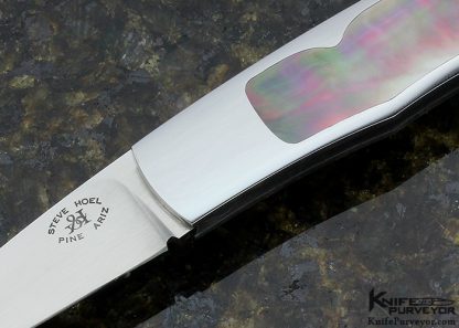 Steve Hoel Custom Knife #1 Black Lip Pearl Inlay Lockback - Image 2
