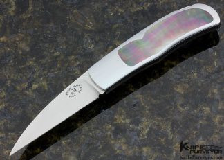 Steve Hoel Custom Knife #1 Black Lip Pearl Inlay Lockback