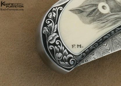 Steve Hoel Custom Knife Bob Engnath Scrimshawed Pre-ban Elephant Ivory Interframe Lockback Engraved by Franz Marktl - Image 8