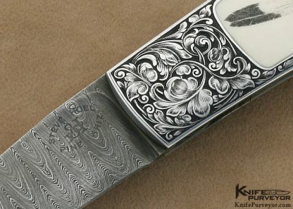 Steve Hoel Custom Knife Bob Engnath Scrimshawed Pre-ban Elephant Ivory Interframe Lockback Engraved by Franz Marktl - Image 2
