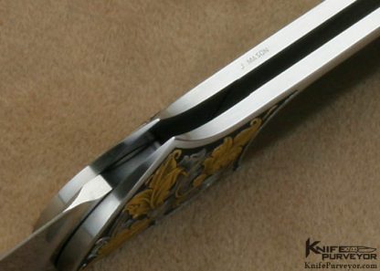Steve Hoel Custom Knife Joe Mason Engraved Black Lip Tahitian Pearl Interframe Small Sheffield Lockback - Image 7