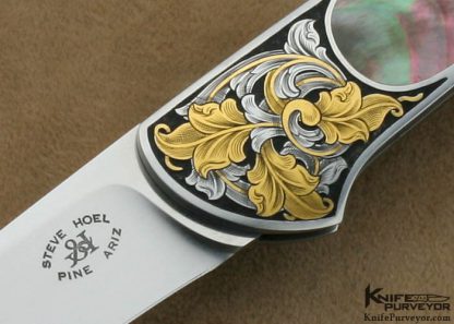 Steve Hoel Custom Knife Joe Mason Engraved Black Lip Tahitian Pearl Interframe Small Sheffield Lockback - Image 2