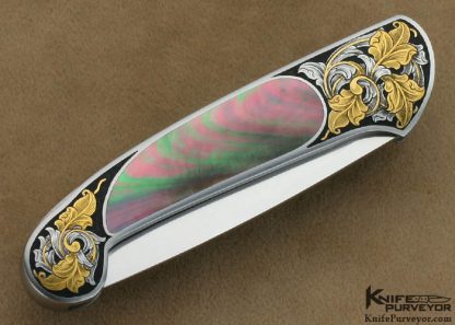 Steve Hoel Custom Knife Joe Mason Engraved Black Lip Tahitian Pearl Interframe Small Sheffield Lockback - Image 3