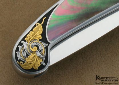 Steve Hoel Custom Knife Joe Mason Engraved Black Lip Tahitian Pearl Interframe Small Sheffield Lockback - Image 4