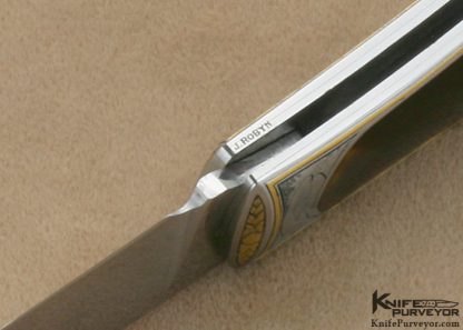 Steve Hoel Custom Knife Jon Robyn Engraved Antique Tortoise Shell Lockback - Image 8