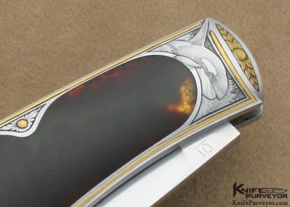Steve Hoel Custom Knife Jon Robyn Engraved Antique Tortoise Shell Lockback - Image 5
