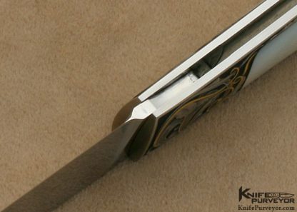 Steve Hoel Custom Knife Steve Lindsay Engraved Mother of Pearl Shell Interframe Lockback - Image 10