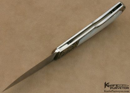Steve Hoel Custom Knife Steve Lindsay Engraved Mother of Pearl Shell Interframe Lockback - Image 9