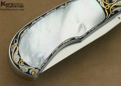 Steve Hoel Custom Knife Steve Lindsay Engraved Mother of Pearl Shell Interframe Lockback - Image 6