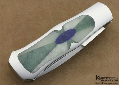 Steve Hoel Custom Knife 2011 AKI Medium Coke Bottle with Boot Blade and Mosaic Jade and Lapis Lazuli Inlays - Image 3