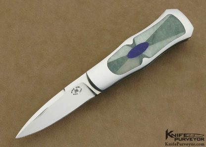 Steve Hoel Custom Knife 2011 AKI Medium Coke Bottle with Boot Blade and Mosaic Jade and Lapis Lazuli Inlays