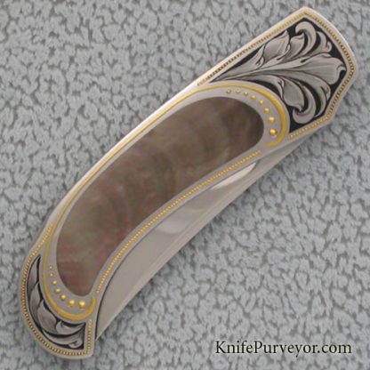 Steve Hoel Custom Knife Set of Three Blacklip Pearl Lockbacks  Engraved by Julie Warenski - Image 2