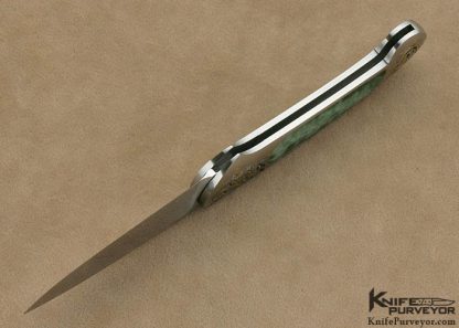 Steve Hoel Custom Knife Burmese Jade Interframe Lockback Engraved by Steve Lindsay - Image 5