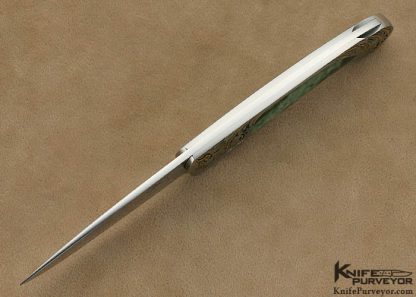 Steve Hoel Custom Knife Burmese Jade Interframe Lockback Engraved by Steve Lindsay - Image 4