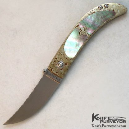 Steve Jernigan Custom Knife Blacklip Pearl and Mokume Linerlock