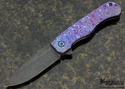 Steve Kelly Custom Knife SK Knives Mokuti & Chad Nichols Stainless Steel Damascus "Conspiracy"  Frame Lock Flipper