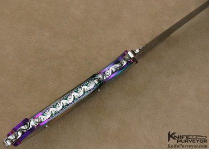 Steve Likarich Custom Knife Black Lip Tahitian Pearl Shell & Anodized Titanium Fighter - Image 6