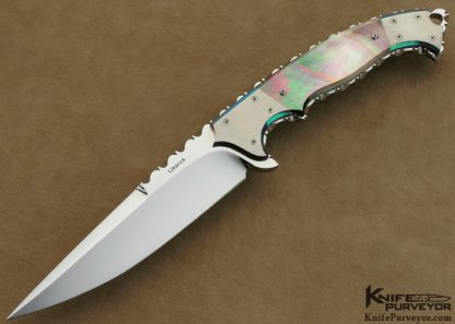 Steve Likarich Custom Knife Black Lip Tahitian Pearl Shell & Anodized Titanium Fighter