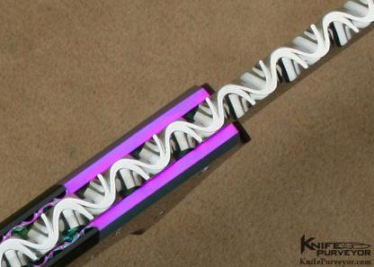 Steve Likarich Custom Knife Black Lip Tahitian Pearl Shell & Anodized Titanium Fighter - Image 5