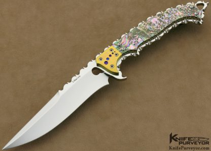 Steve Likarich Custom Knife Abalone Shell & Titanium Fighter