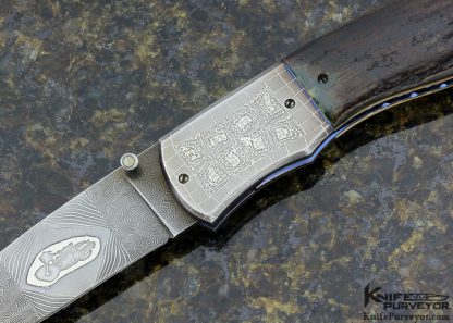 Steve Schwarzer Custom Knife 2003 AKI Mammoth Harley Davidson Motorcycle with Mosaic Damascus 1 of 4 Motorcycle Mosaics Linerlock - Image 2