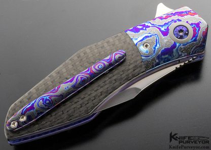 Steve Skiff Custom Knife Black Timascus and Carbon Fiber "Accomplice" LinerLock - Image 5
