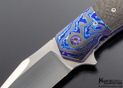 Steve Skiff Custom Knife Black Timascus and Carbon Fiber "Accomplice" LinerLock - Image 2