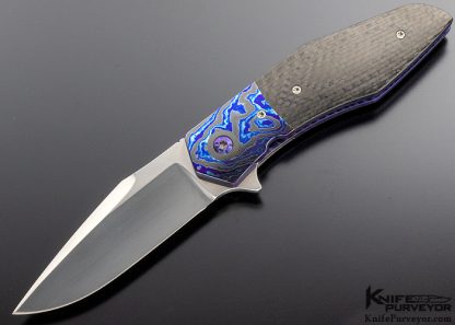 Steve Skiff Custom Knife Black Timascus and Carbon Fiber "Accomplice" LinerLock