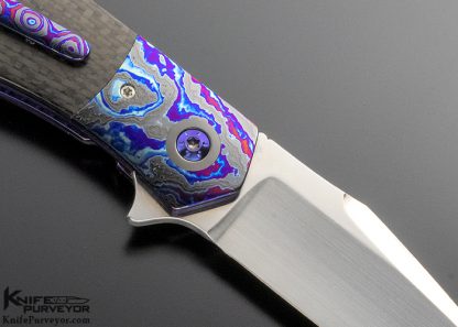 Steve Skiff Custom Knife Black Timascus and Carbon Fiber "Accomplice" LinerLock - Image 4