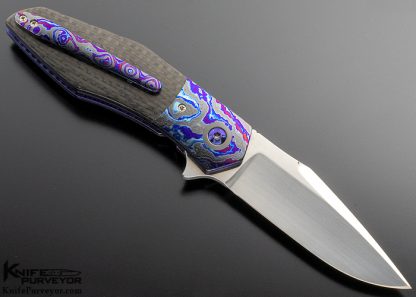 Steve Skiff Custom Knife Black Timascus and Carbon Fiber "Accomplice" LinerLock - Image 3