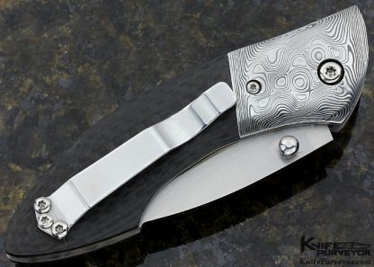 Steve Wood Custom Knife Damasteel Damascus and Carbon Fiber Linerlock - Image 3