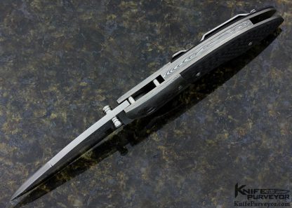 Steve Wood Custom Knife Damasteel Damascus and Carbon Fiber Linerlock - Image 4