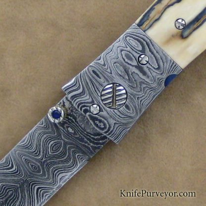 Steve Hill Custom Knife  Damascus Linerlock Dagger - Image 2
