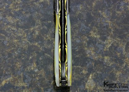 Suchat Jangtanong Custom Knife Carved Chad Nichols Damascus with Diamonds, Yellow Lip Pearl Lockback - Image 6