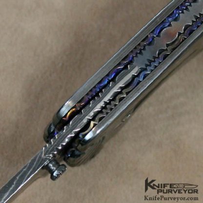 Joseph Szilaski Custom Knife Sole Authorship Carved Damascus and Mammoth Ivory Linerlock - Image 4