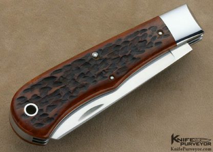 Terry Davis Custom Knife Large "Bullet" Jigged Bone Trapper Slip Joint - Image 3