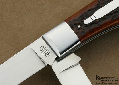 Terry Davis Custom Knife Large "Bullet" Jigged Bone Trapper Slip Joint - Image 2