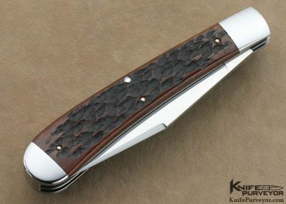 Terry Davis Custom Knife Large Jigged Bone 2 Bladed Trapper - Image 3