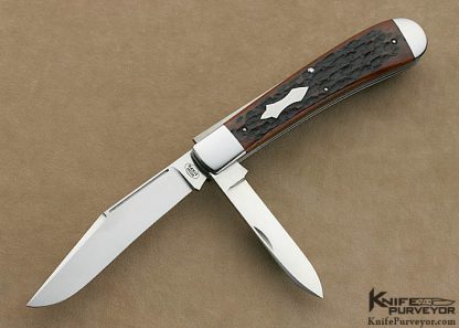 Terry Davis Custom Knife Large Jigged Bone 2 Bladed Trapper