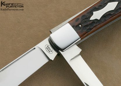Terry Davis Custom Knife Large Jigged Bone 2 Bladed Trapper - Image 2