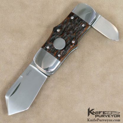 Terry Davis Custom Knife 2 Bladed Jigged Bone Slipjoint