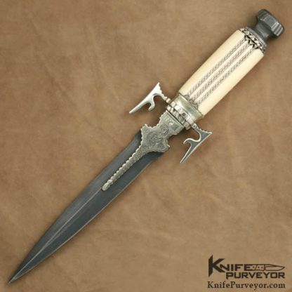 Tex Skow Custom Knife Fluted Dagger Engraved by Ron Nott - Image 3