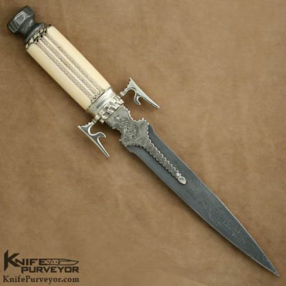 Tex Skow Custom Knife Fluted Dagger Engraved by Ron Nott