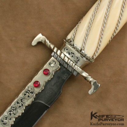 Tex Skow Custom Knife Ron Nott Engraved Fluted Pre-ban Ivory Fighter - Image 2