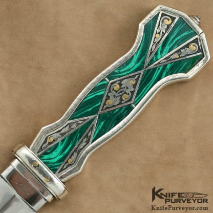Tex Skow Custom Knife Joe Mason Engraved Malachite California Bowie - Image 2