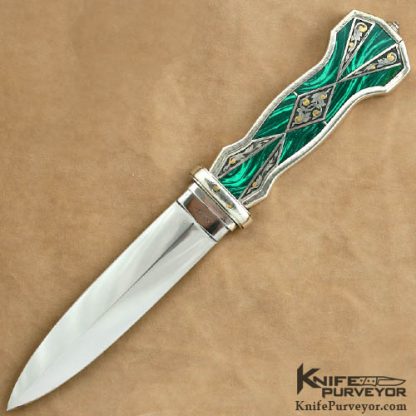 Tex Skow Custom Knife Joe Mason Engraved Malachite California Bowie
